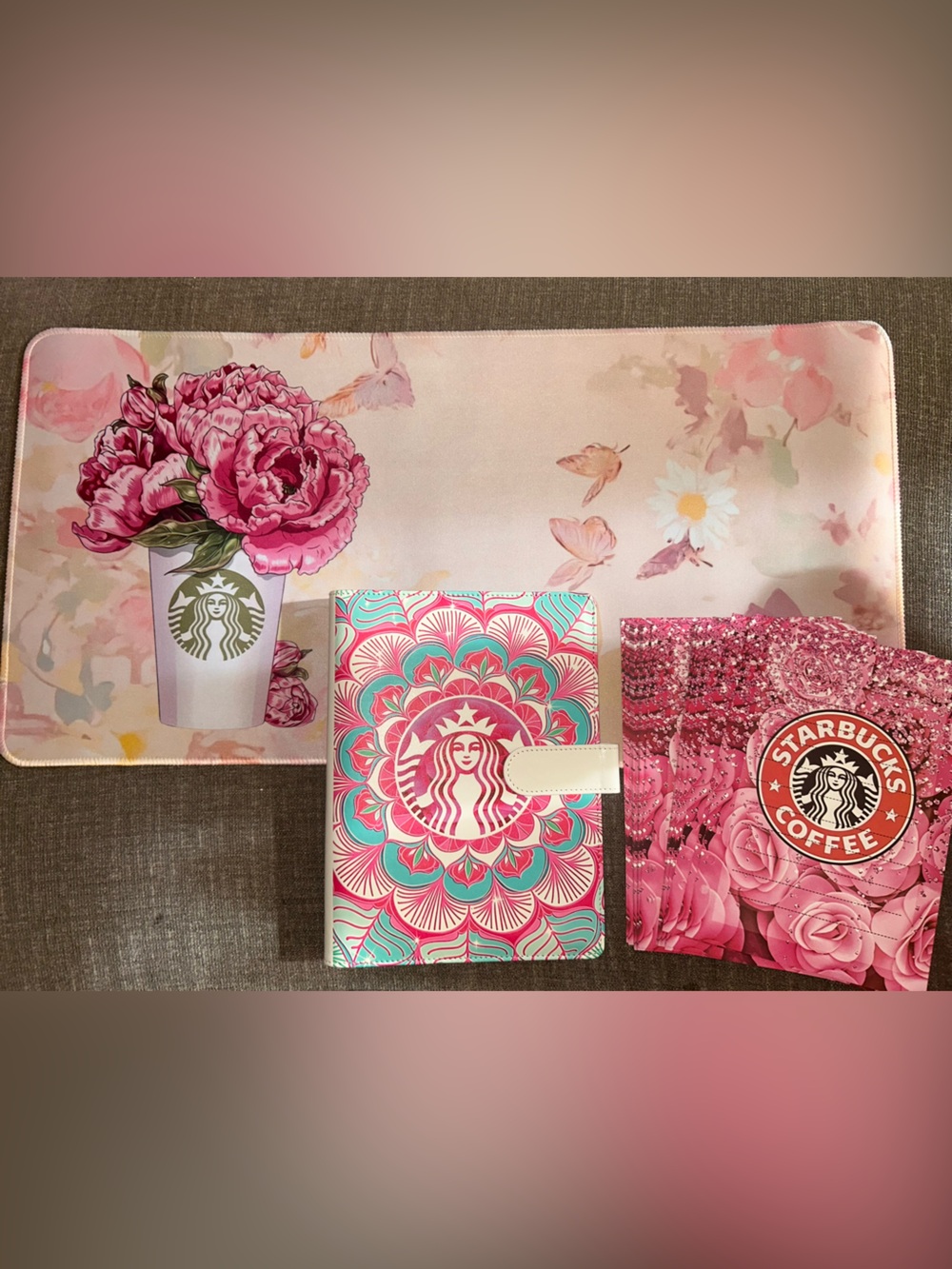 Starbucks Pink & Teal Floral Notebook Set